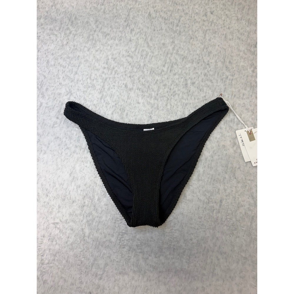 Good American Always Fits Crinkle Bikini Bottom Black GSW0148LV L/XL NWT